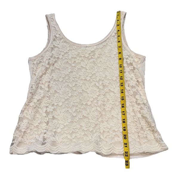 Love Fire Lace Overlay Tank Top Women's Large Ivory Hipster Cottagecore Fairy - Picture 5 of 11
